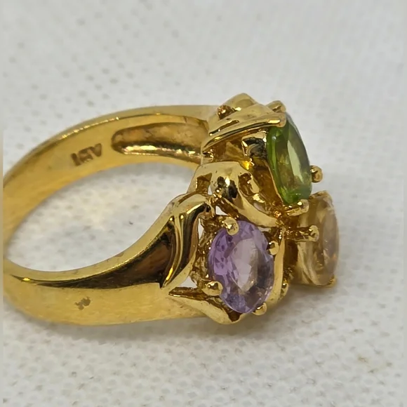 Host Pick Incredible Rare Victoria Wieck Peridot Amethyst Topaz Citrine Ring - Picture 3 of 9